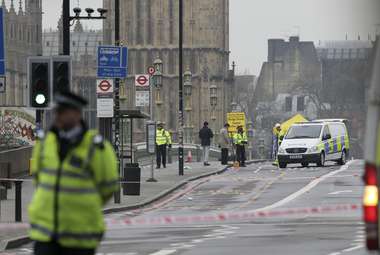 Police work at the scene of a terror attack in London, on March 23, 2017. (AP Photo/Tim Ireland)
