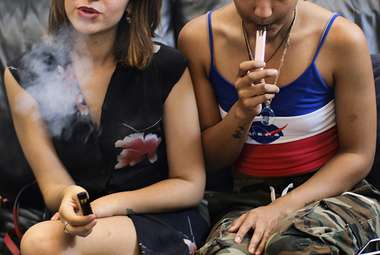 A friendly text-message intervention program successfully encouraged young adults to stop vaping. (AP Photo/Richard Vogel)
