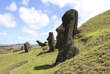 The famous Moai heads of Easter Island, Chile. (Unsplash/Thomas Griggs)