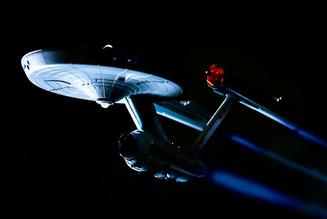 A model of the Starship Enterprise from the TV series Star Trek. The ship was capable of traveling at "warp speed," which was faster than the speed of light. (Shutterstock/Rob Lavers)